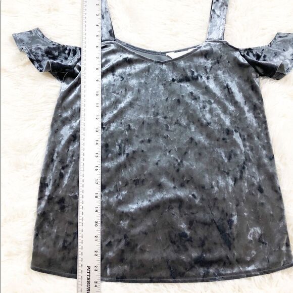 LC Lauren Conrad Runway Grey Velvet Top Size XS - Picture 3 of 7